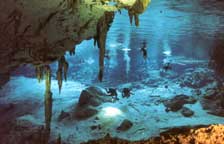 Cavern Diving / Cenote  at Dos Ojos entrance  Riviera Maya buseo