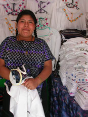 Mayan woman sewing in Playa del Carmen